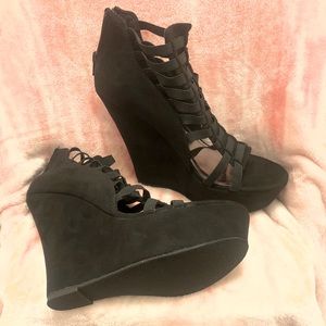 Strappy black wedges by Madden Girl size 9M